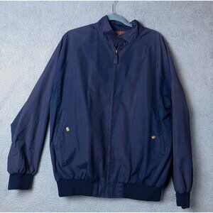 ORVIS Men’s Harrington Jacket With Tartan Plaid Lining Size Large Navy Vintage